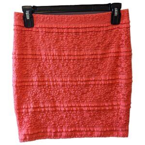 Pink Lace Ruffle Mini Skirt Stretch Coquette Party Elegant Sexy Cocktail Glam M